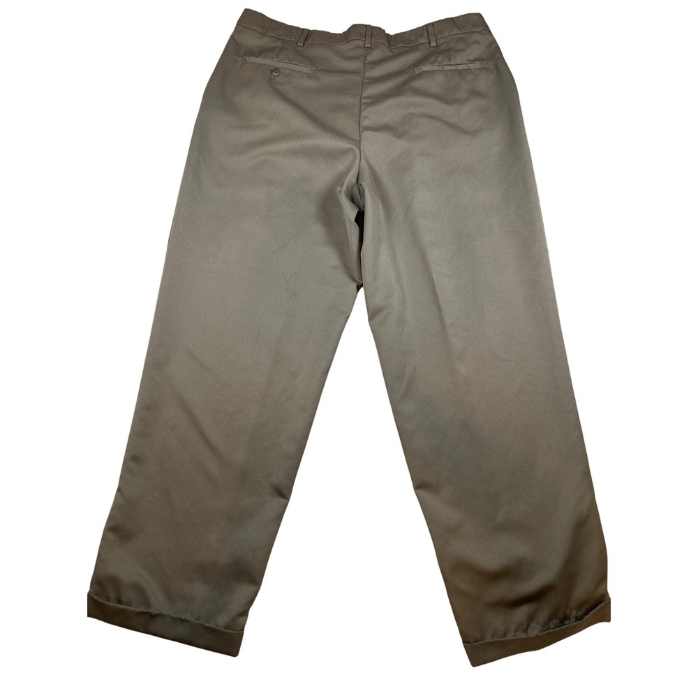Farah Mens Pleated Dress Pants 38x29 Taupe Brown Cuffed Trousers 37W187 Vintage